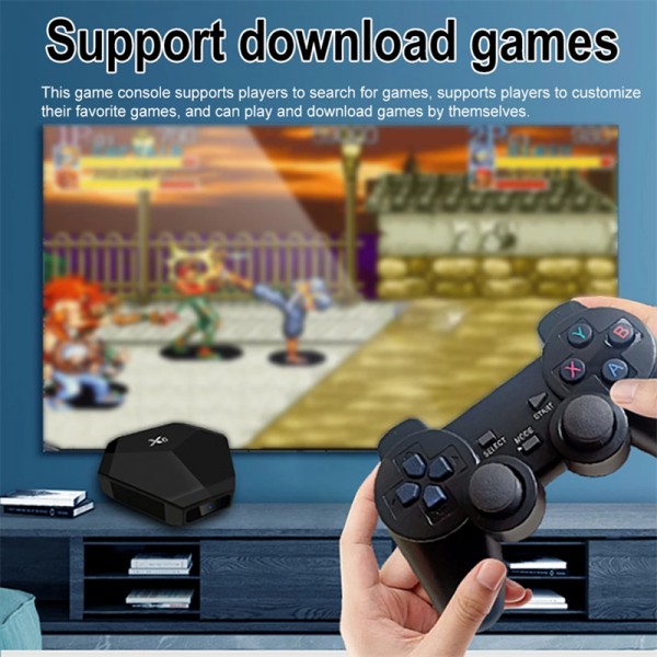 X6 4K Wireless Video Game Console Built-In 15000 Game Retro Game Player With Gamepad Controller Mini Game TV Box