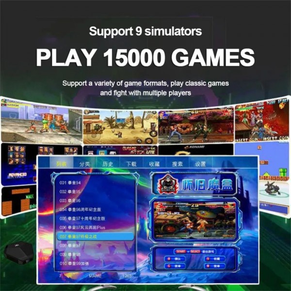 X6 4K Wireless Video Game Console Built-In 15000 Game Retro Game Player With Gamepad Controller Mini Game TV Box