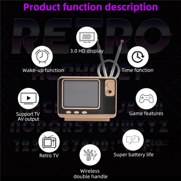 Vintage TV Style Game Console with 108 Retro Family Games